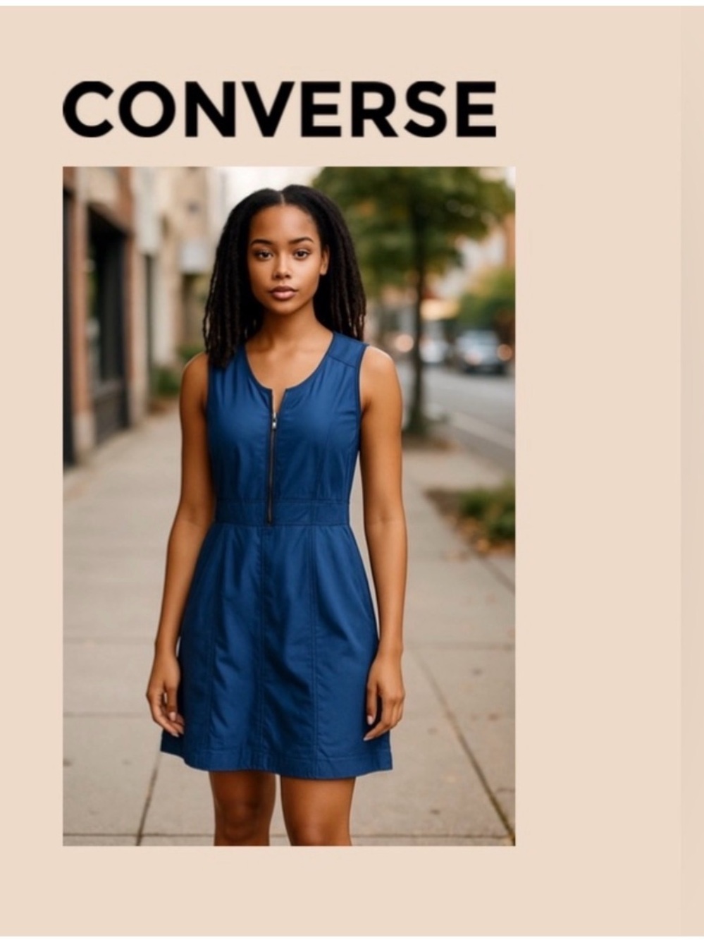 Converse Blue Zip-Front Sleeveless Mini Dress with belt - Picture 2 of 5